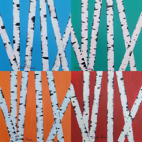 Collage of variants: Birch Paintings