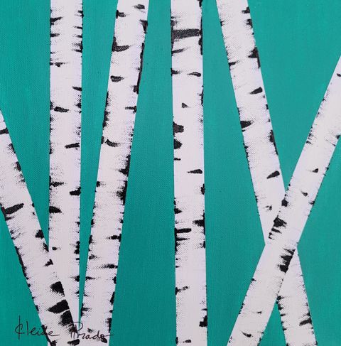 Floating Birch Trees painting