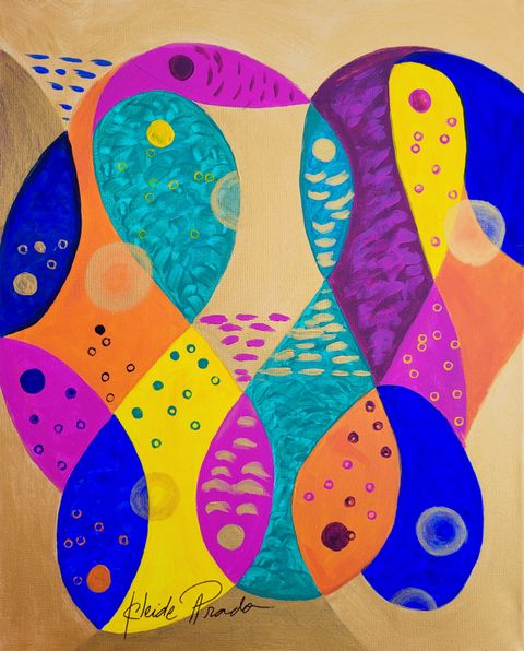 Dancing Fishes in Golden Waters painting